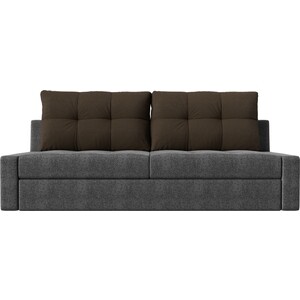 фото Прямой диван лига диванов мартин рогожка серый подушки коричневый