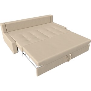 фото Прямой диван лига диванов мартин экокожа бежевый подушки коричневый