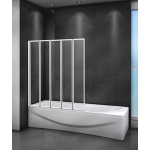 Шторка для ванны Cezares Relax V-5 120x140 левая, матовая Punto, серый (RELAX-V-5-120/140-P-Bi-L) шторка для ванны aquame 120х140 прозрачная матовая черная aqm6601 2