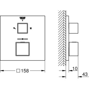 Термостат для ванны Grohe Grohtherm Cube встраиваемый, для 35600000, хром (24154000)