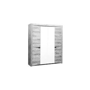 Шкаф для одежды 4-х дверный Олимп 33.01 Лючия бетон пайн белый / венге / белый / ДВПО белый / зеркало зеркало mixline бруклин 60 с подсветкой бетон 4630099745092