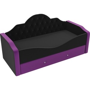 Детская кровать АртМебель Скаут микровельвет черный фиолетовый