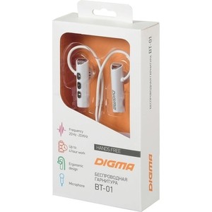 фото Bluetooth-наушники digma bt-01 white