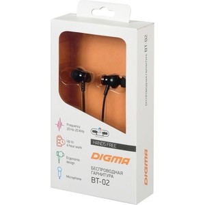 фото Bluetooth-наушники digma bt-02 magnetic black