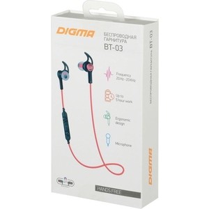 фото Bluetooth-наушники digma bt-03 black/red