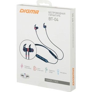 фото Bluetooth-наушники digma bt-04 black/red