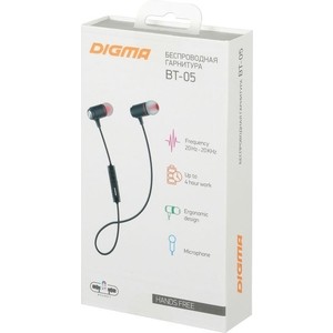 фото Bluetooth-наушники digma bt-05 black/red