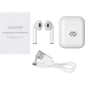 фото Bluetooth-наушники digma tws-10 white