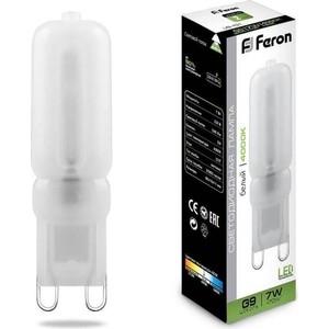 Лампа светодиодная Feron LB-43125756 G9 7W 4000K Прямосторонняя Матовая лампа светодиодная капсульная feron lb 432 g9 5w 4000k