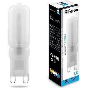 Лампа светодиодная Feron LB-431 25757 G9 7W 6400K Прямосторонняя Матовая feron mr16 gu10 7w 220v 6400k lb 26 25291