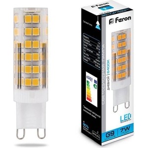 Лампа светодиодная Feron LB-433 25768 G9 7W 6400K Прямосторонняя Матовая feron mr16 gu10 7w 220v 6400k lb 26 25291