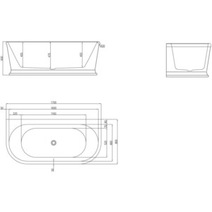 Акриловая ванна BelBagno 170x80 со смесителем, слив-перелив хром (BB408-1700-800, F7514100)