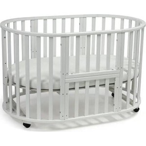 

Кроватка круглая овальная Malika MIO 6 в 1 белый + маятник белый, MIO 6 в 1 белый + маятник белый