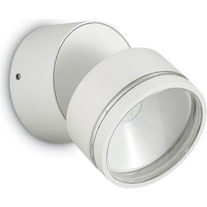 фото Уличный настенный светодиодный светильник ideal lux omega round ap1 bianco