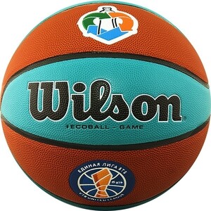 фото Мяч баскетбольный wilson vtb sibur gameball eco, р.7, лого единой лиги втб, коричнево-бирюзовый