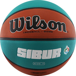 фото Мяч баскетбольный wilson vtb sibur gameball eco, р.7, лого единой лиги втб, коричнево-бирюзовый