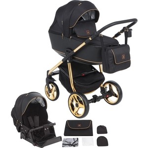

Коляска 2 в 1 Adamex BARCELONA Special Edition кожа черная+черный BR-407, BARCELONA Special Edition кожа черная+черный BR-407