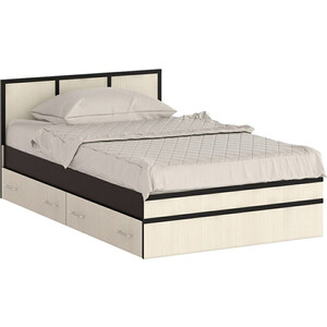 Кровать СВК Сакура 120х200 с ящиками, венге/дуб лоредо (1670012) мягкая интерьерная кровать амели 1800 п м экокожа венге
