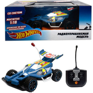 Машинка на радиоуправлении 1Toy багги 1:18 со светом синий на батарейках Т10977