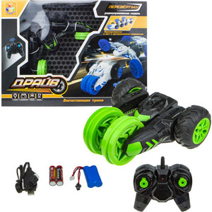 

Машинка на радиоуправлении 1Toy перевёртыш трюковая трёхколёсная черно-зеленый Т10960, перевёртыш трюковая трёхколёсная черно-зеленый Т10960