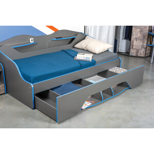 Кровать Моби Индиго 11.03 + ортопед темно-серый/граффити 90х200