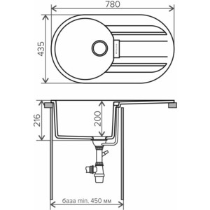 фото Кухонная мойка tolero tl-780 №911 черный (473820)