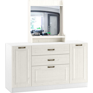 Комплект мебели Моби Ливерпуль комод + 10.118 с зеркалом ясень ваниль/белый от Техпорт