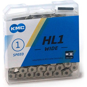 

Цепь для велосипеда KMC HL1-W 1/2x1/8''x112L FOR 1-SPD, Half Link, односкоростная, бмх, фристайл, на блистере, HL1-W 1/2x1/8"x112L FOR 1-SPD, Half Link, односкоростная, бмх, фристайл, на блистере