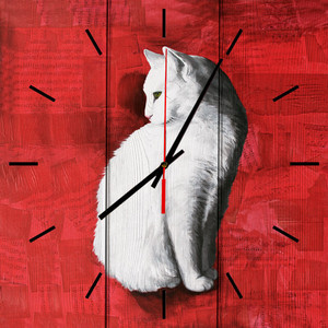 фото Настенные часы дом корлеоне белая кошка 50x50 см