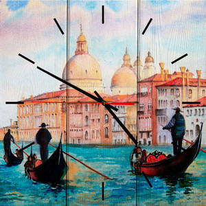 фото Настенные часы дом корлеоне лодочники в венеции 60x60 см