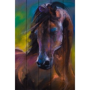 Картина на дереве Дом Корлеоне Лошадь Акварель 40x60 см - фото 1