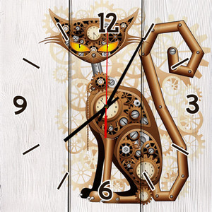 фото Настенные часы дом корлеоне механический кот 50x50 см