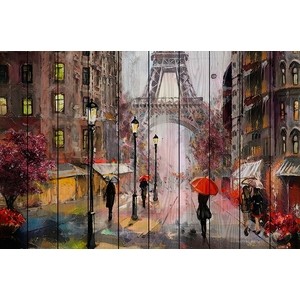 Картина на дереве Дом Корлеоне Парижские зонтики 40x60 см - фото 1