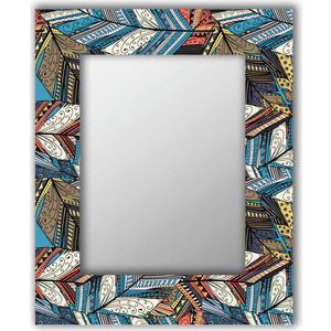 Настенное зеркало Дом Корлеоне Синие перья 80x80 см