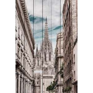 Картина на дереве Дом Корлеоне Собор Барселона 40x60 см