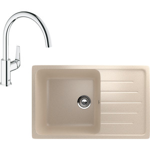 

Кухонная мойка и смеситель EcoStone ES-019 Grohe BauFlow бежевая (ES-19-328, 31230000), ES-019 Grohe BauFlow бежевая (ES-19-328, 31230000)