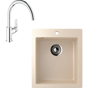 

Кухонная мойка и смеситель EcoStone ES-014 Grohe BauFlow бежевая (ES-14-328, 31230000), ES-014 Grohe BauFlow бежевая (ES-14-328, 31230000)