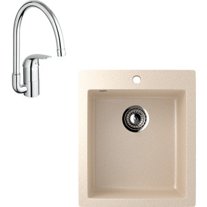 

Кухонная мойка и смеситель EcoStone ES-014 Grohe Euroeco бежевая (ES-14-328, 32752000), ES-014 Grohe Euroeco бежевая (ES-14-328, 32752000)