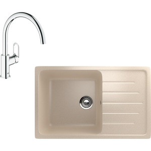 

Кухонная мойка и смеситель EcoStone ES-019 Grohe BauLoop бежевая (ES-19-328, 31368000), ES-019 Grohe BauLoop бежевая (ES-19-328, 31368000)