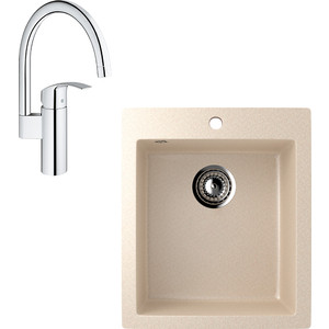 

Кухонная мойка и смеситель EcoStone ES-014 Grohe Eurosmart бежевая (ES-14-328, 33202002), ES-014 Grohe Eurosmart бежевая (ES-14-328, 33202002)