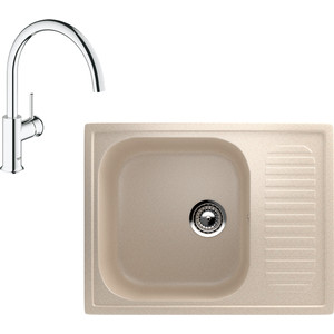 

Кухонная мойка и смеситель EcoStone ES-018 Grohe BauClassic бежевая (ES-18-328, 31234000), ES-018 Grohe BauClassic бежевая (ES-18-328, 31234000)