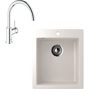 

Кухонная мойка и смеситель EcoStone ES-014 Grohe BauClassic белая (ES-14-331, 31234000), ES-014 Grohe BauClassic белая (ES-14-331, 31234000)