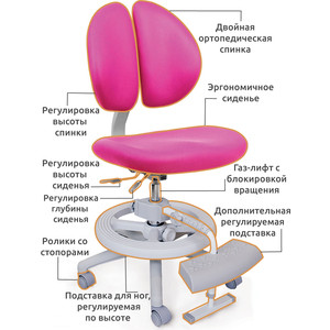 фото Кресло mealux duo-kid plus y-616 kp обивка розовая однотонная (длинный газлифт+две подставки)