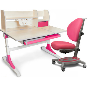 фото Комплект мебели mealux парта ontario + кресло stanford (bd-600 wp + y-130 kp) столешница клен дерево/розовый