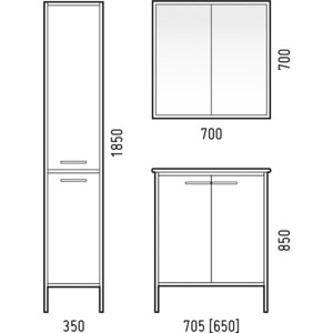 Зеркальный шкаф Corozo Айрон 70 черная/белая (SD-00000408)