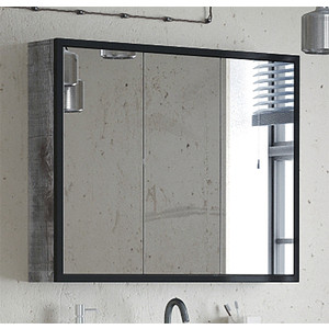 Зеркальный шкаф Corozo Айрон 90 черный/антик (SD-00000282) зеркальный шкаф 90x70 см арт серый corozo айрон sd 00000281