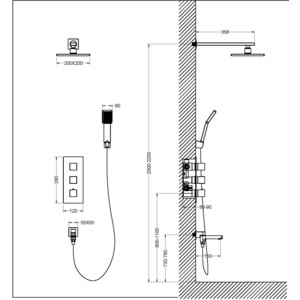 Душевая система Timo Tetra-Thermo с термостатом, черная (SX-0199/03SM)