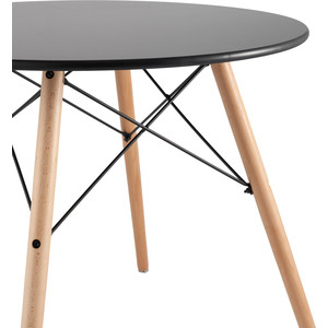 фото Стол круглый stool group eames dsw d80 черный/деревянные ножки chad black