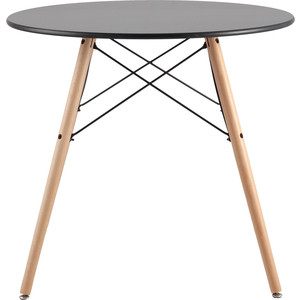 фото Стол круглый stool group eames dsw d80 черный/деревянные ножки chad black