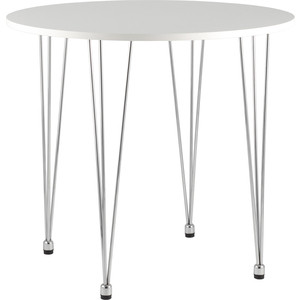 фото Стол обеденный stool group karapiro 80 белый/хромированные ножки круглый